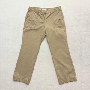 New York Company Cargo Pocket Linen Crop Tan Khaki Capri Ankle Pants Size 6